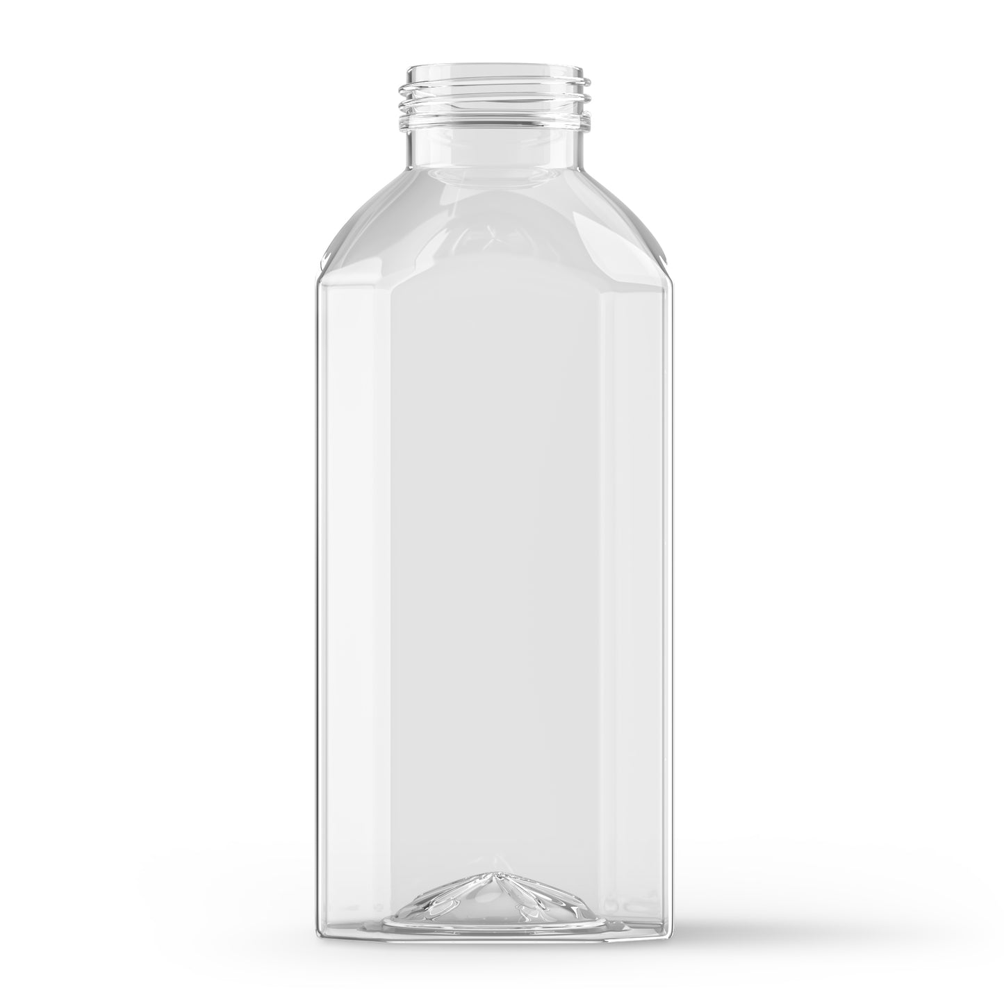 12 oz Clear PET Square Juice Bottle 38mm Neck NY