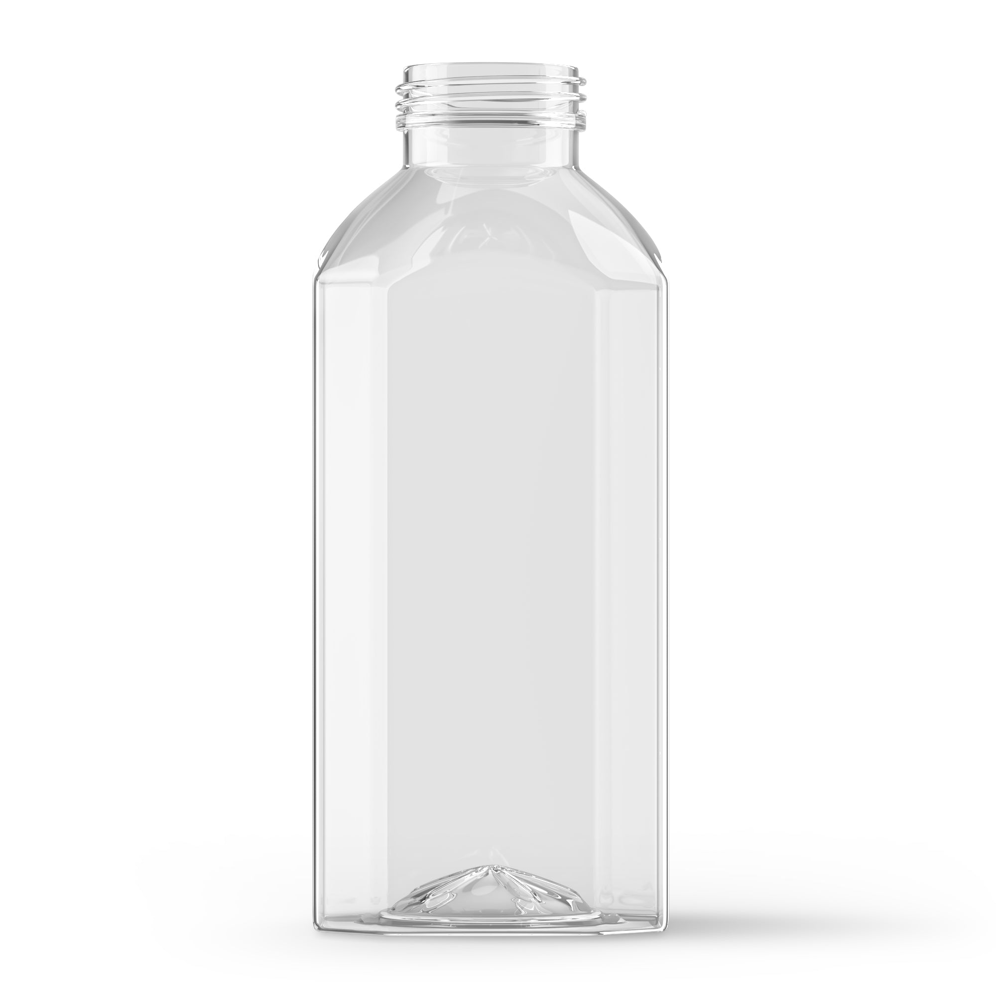12 oz Clear PET Square Juice Bottle 38mm Neck NY