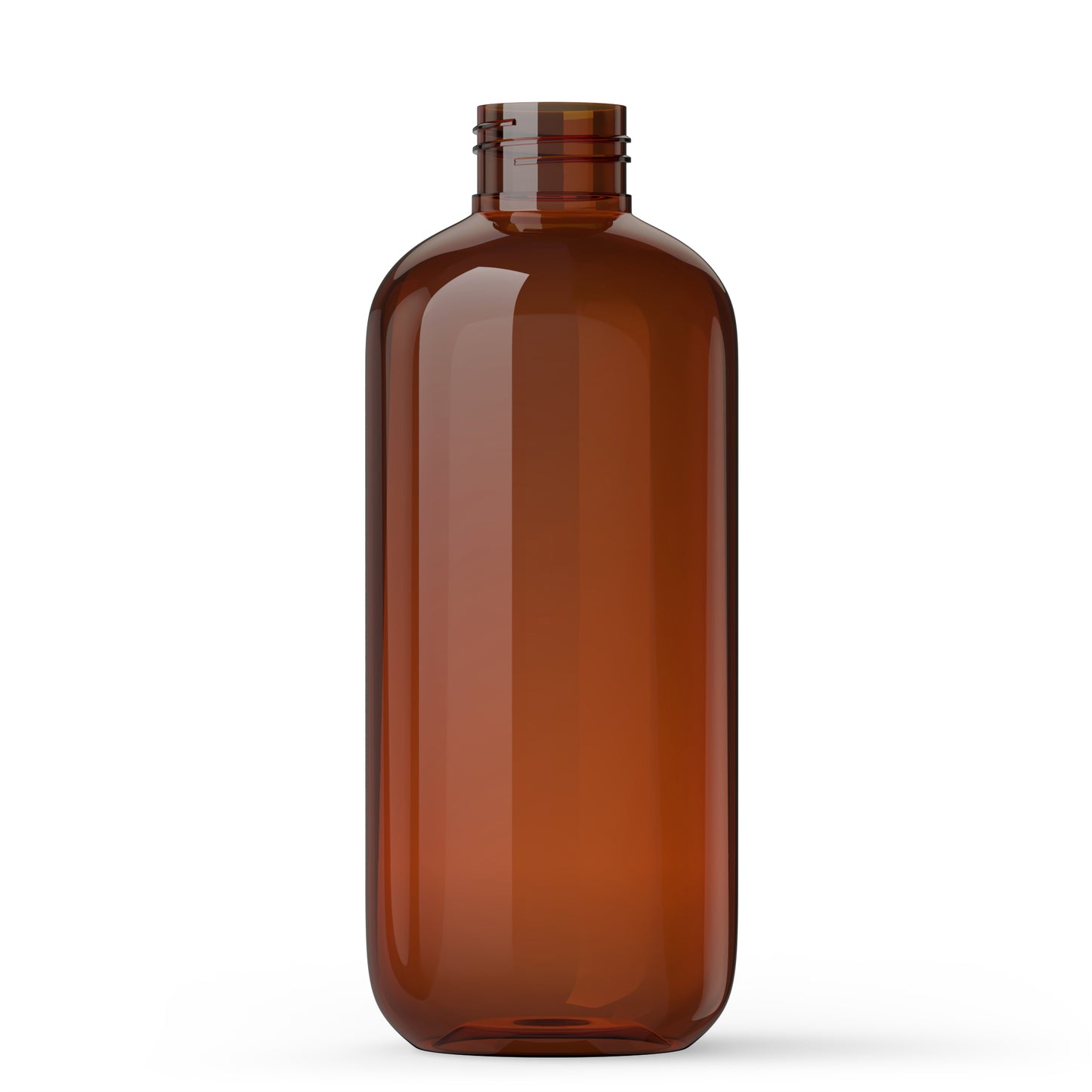 16 oz Amber PET Boston Round Bottle with 28-400 Neck