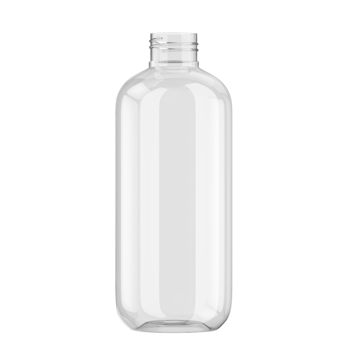 16 oz Clear PET Boston Round Bottle with 28-400 Neck