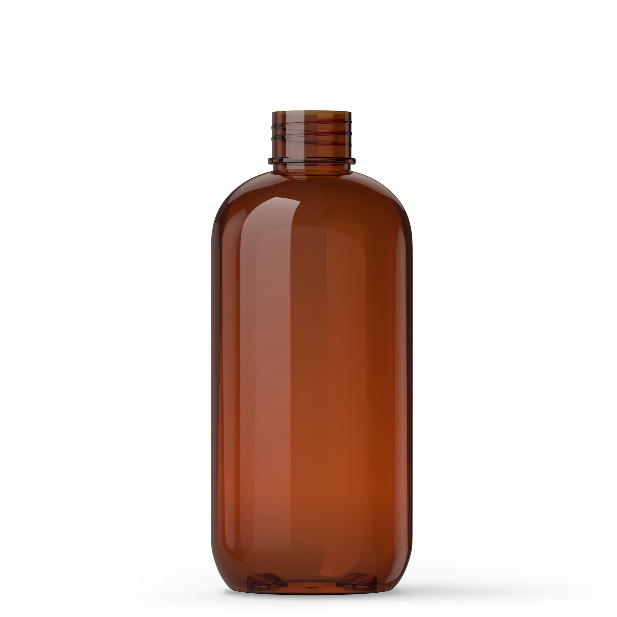 8 oz Amber PET Boston Round Bottle with 24-410 Neck