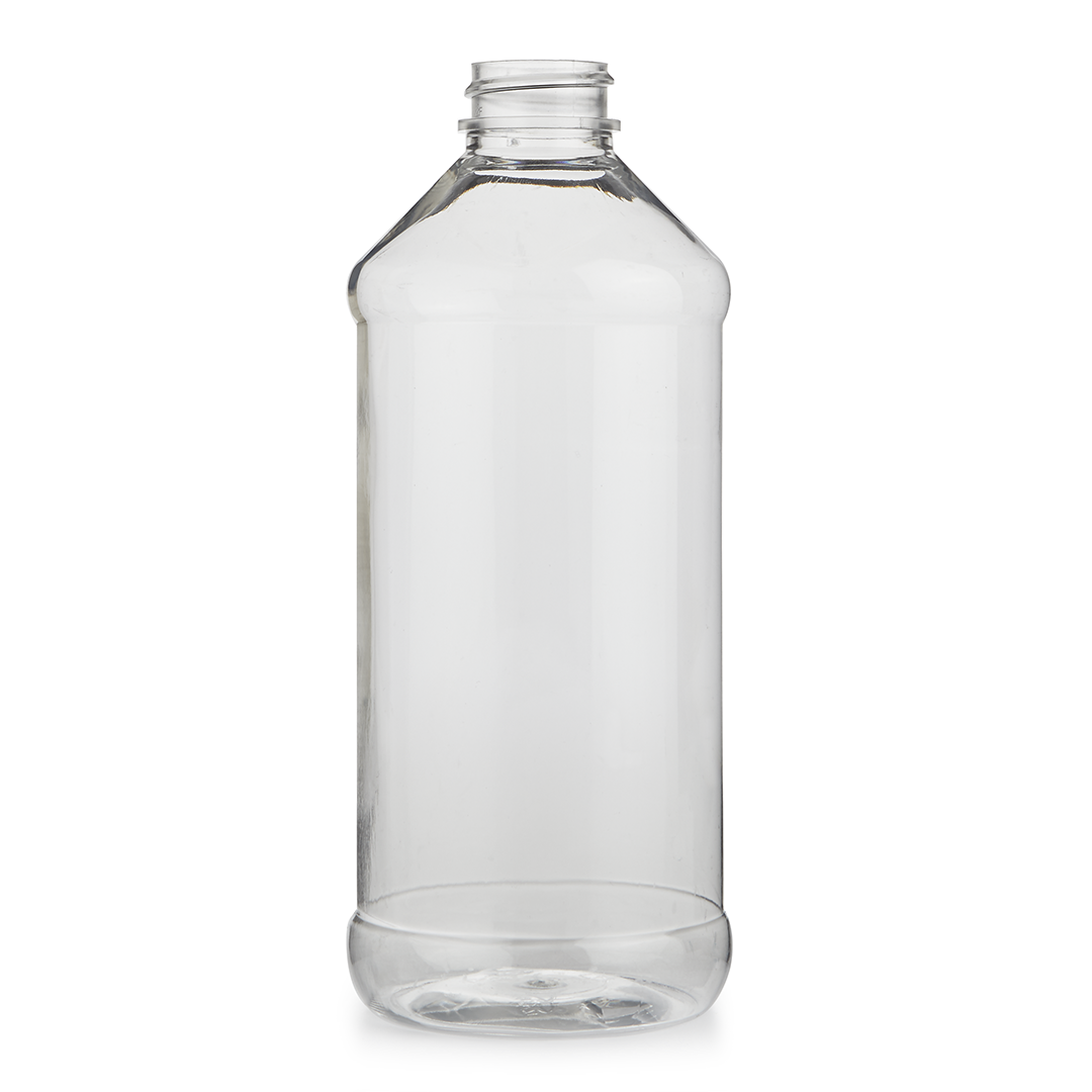 16 oz Clear PET Modern Round Bottle 28mm-400 Neck Finish