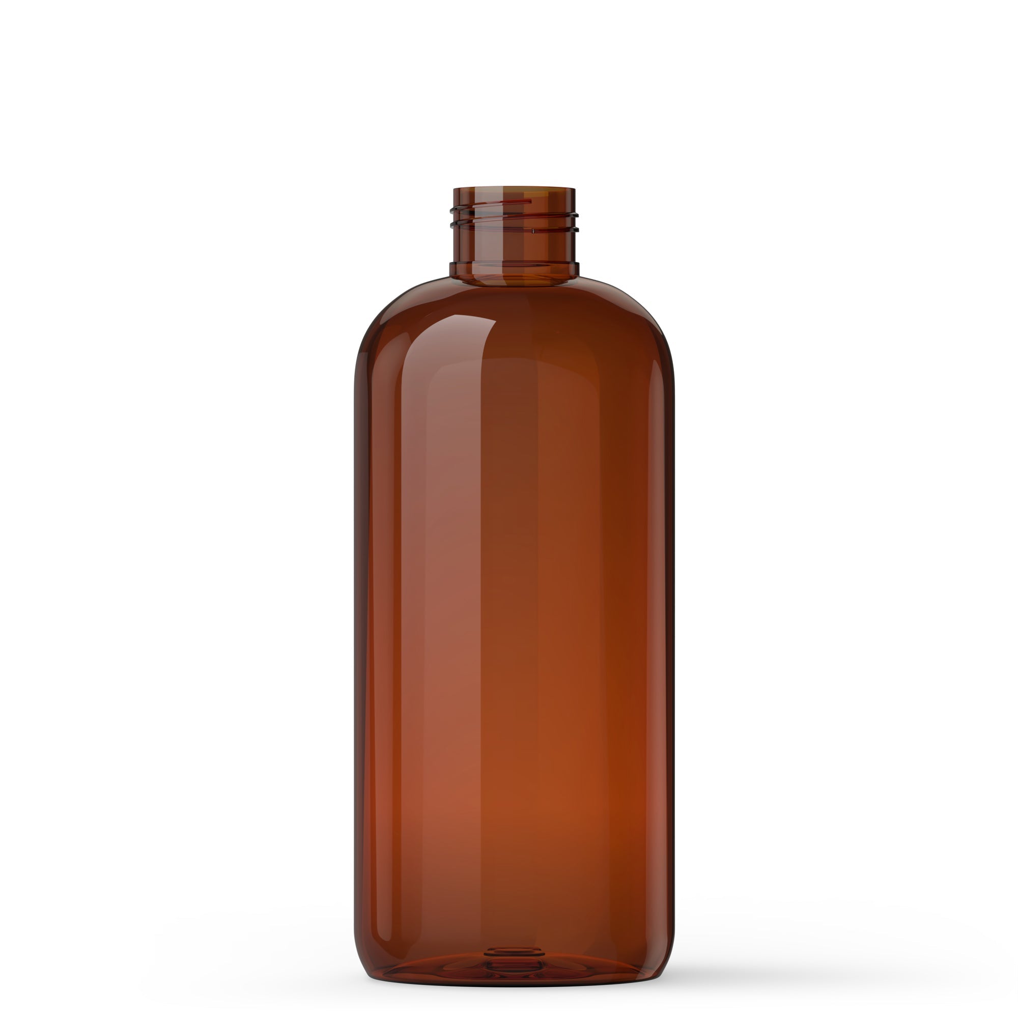 Boston Round Amber Plastic Bottle