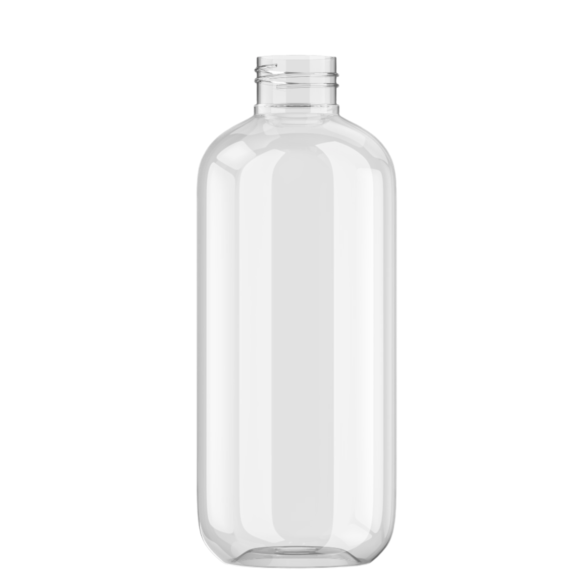 16 oz Clear PET Boston Round Bottle with 28-400 Neck