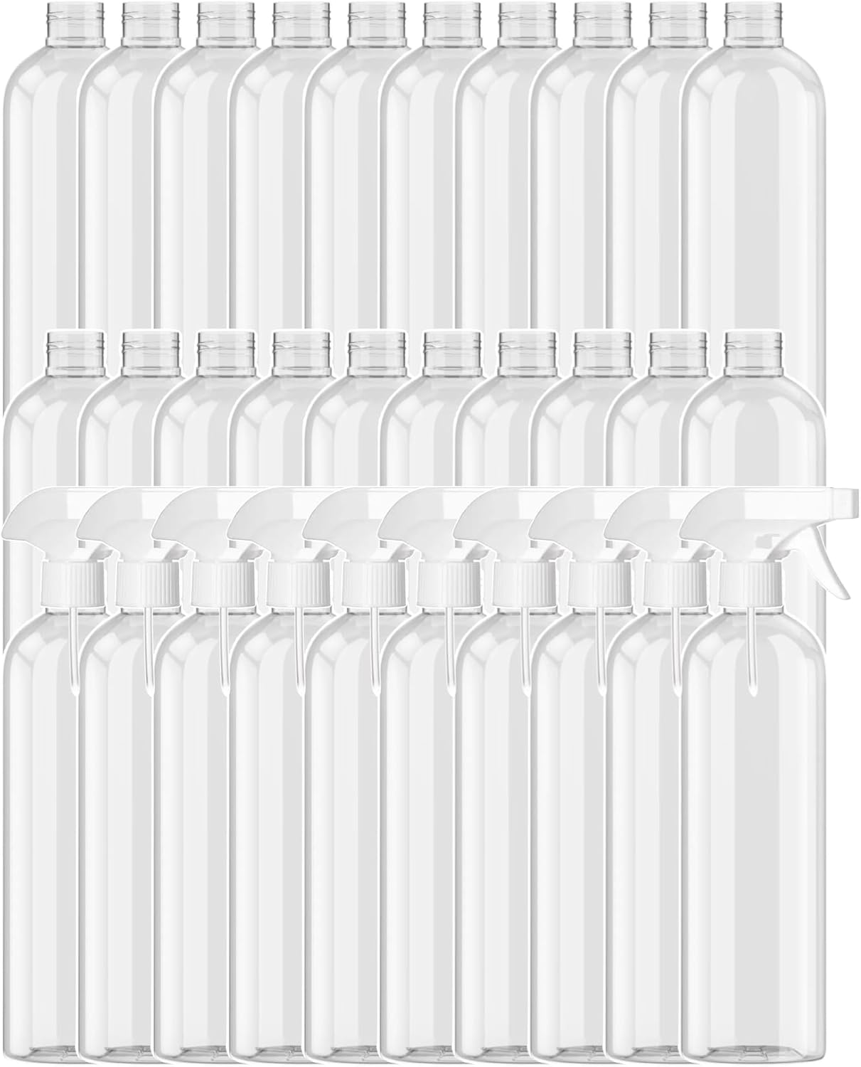 30 PACK- 16 oz Plastic Spray Bottle Heavy Duty Spraying Bottles Leak Proof Mist Empty Water Bottle for Cleaning Solution Planting Pet with Adjustable Nozzle and Refillable.