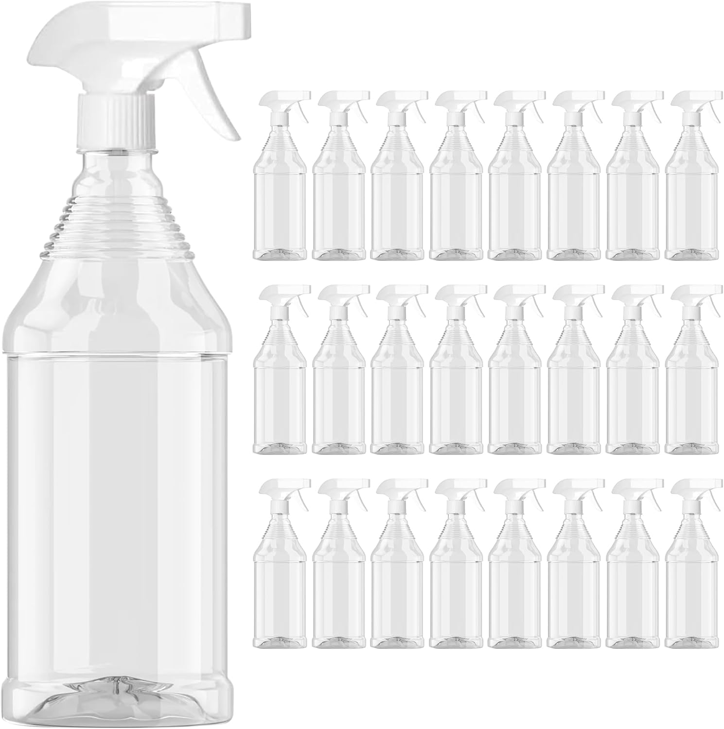 Heavy Duty Spray Bottle for Cleaning with Leak Proof Adjustable Nozzle - Ideal for Cleaning, Gardening, Pets, Hair, Chemicals - Empty All Purpose Spray Bottles - White, 20 Packs, 32oz