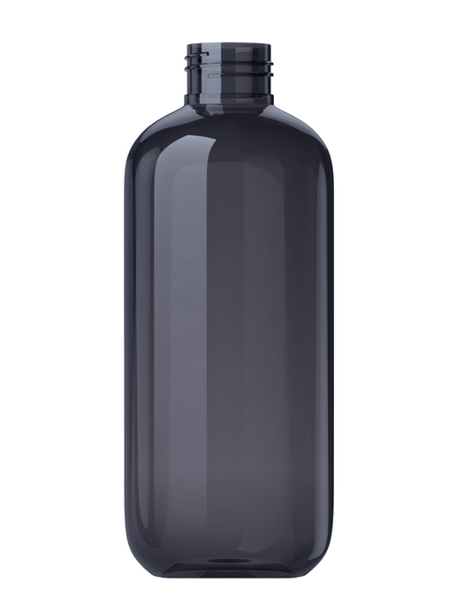 8 oz Black PET Boston Round Bottle with 24-410 Neck