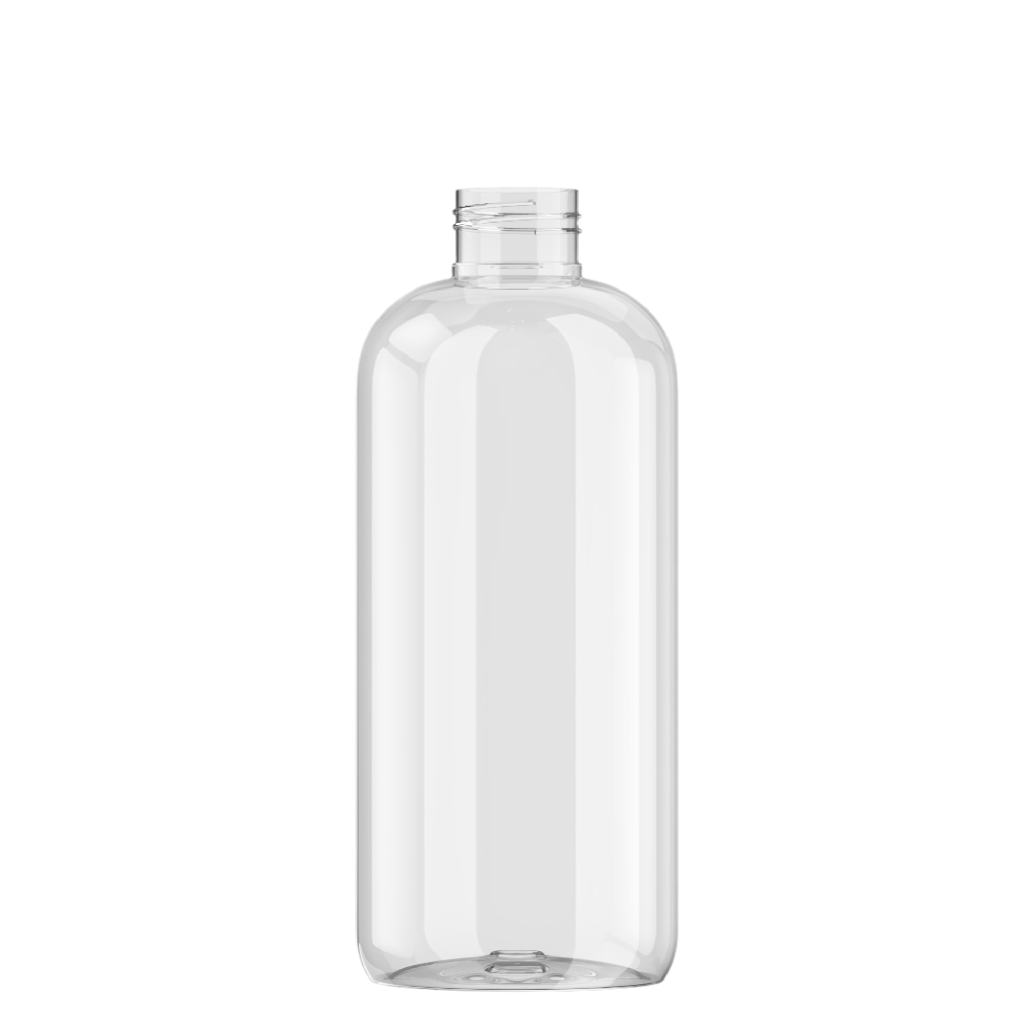 12 oz Clear PET Boston Round Bottle with 24-410 Neck
